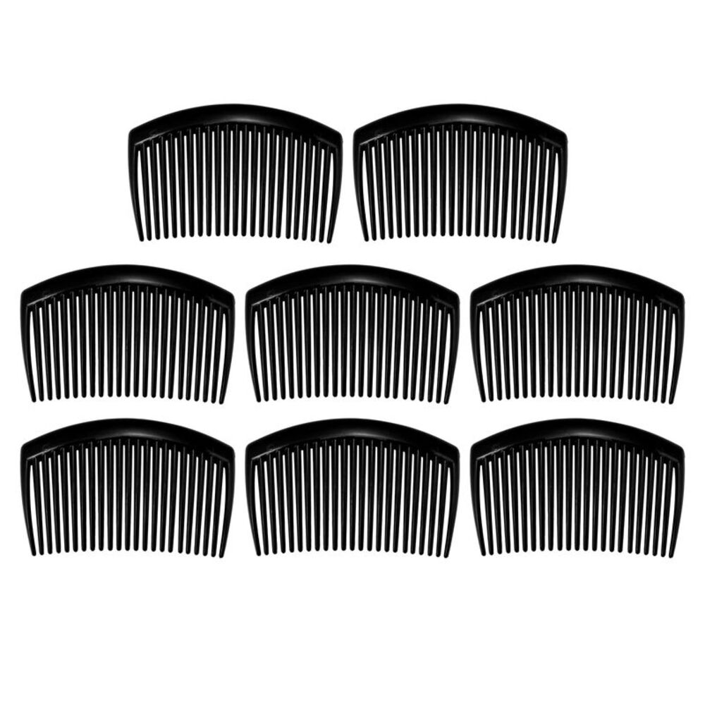 8 Pcs Classic Side Clip Teeth Hair Clip Comb Plastic Black 3"
